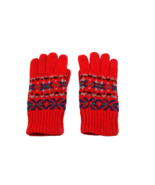 Aris Womens Wool Winter Gloves Red Chevron Pattern Multicolor One Size W... - £14.44 GBP