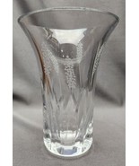 Vintage Cut Crystal Vase 8&quot; Heavy Lead Crystal Etched Flowers Flared Vas... - £31.01 GBP