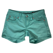 Miss Me Womens Casual Shorts Mint Green Pockets Stretch Rhinestone Low Rise 26 - £21.54 GBP