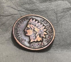 1904 Rare 119 Year Old Antique US Indian Head Liberty Penny Cent Collect... - $17.15