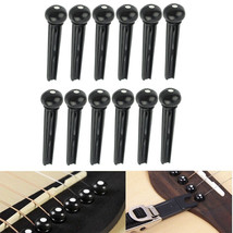 12 Pack Black Acoustic Guitar Bridge Pins Plastic String End Peg Connect... - £10.32 GBP