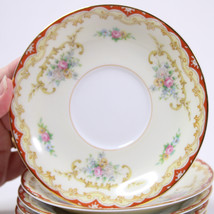 VINTAGE Set Of 5 Noritake Oradell 588 Pink Flowers Yellow Tea Saucers 5.5&quot; INCH - £11.33 GBP