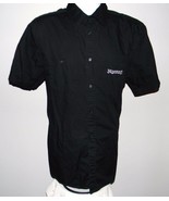 Jagermeister button front Party Shirt Mens XL black embroidered stag logo - $23.71