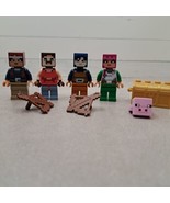 Lego Minecraft Minifigure Lot Steve Crossbow Pig Gold Chest - $9.94