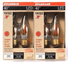 2 Ct Sylvania 40W LED Vintage Amber Glow 360 Lumens Light Bulb
