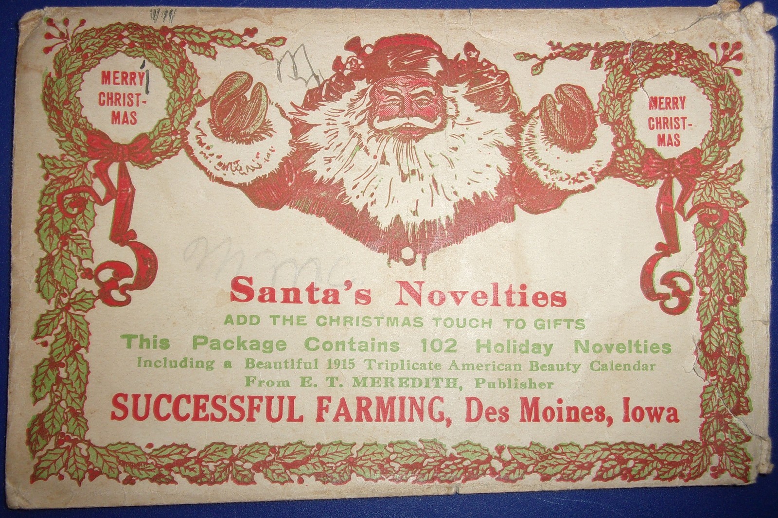 Victorian Santa’s Novelties Envelope 1915 - $6.99