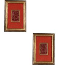 Pair of (2) Framed Antique Asian Cinnabar Carvings 11 7/8"x17" Each - $1,484.99