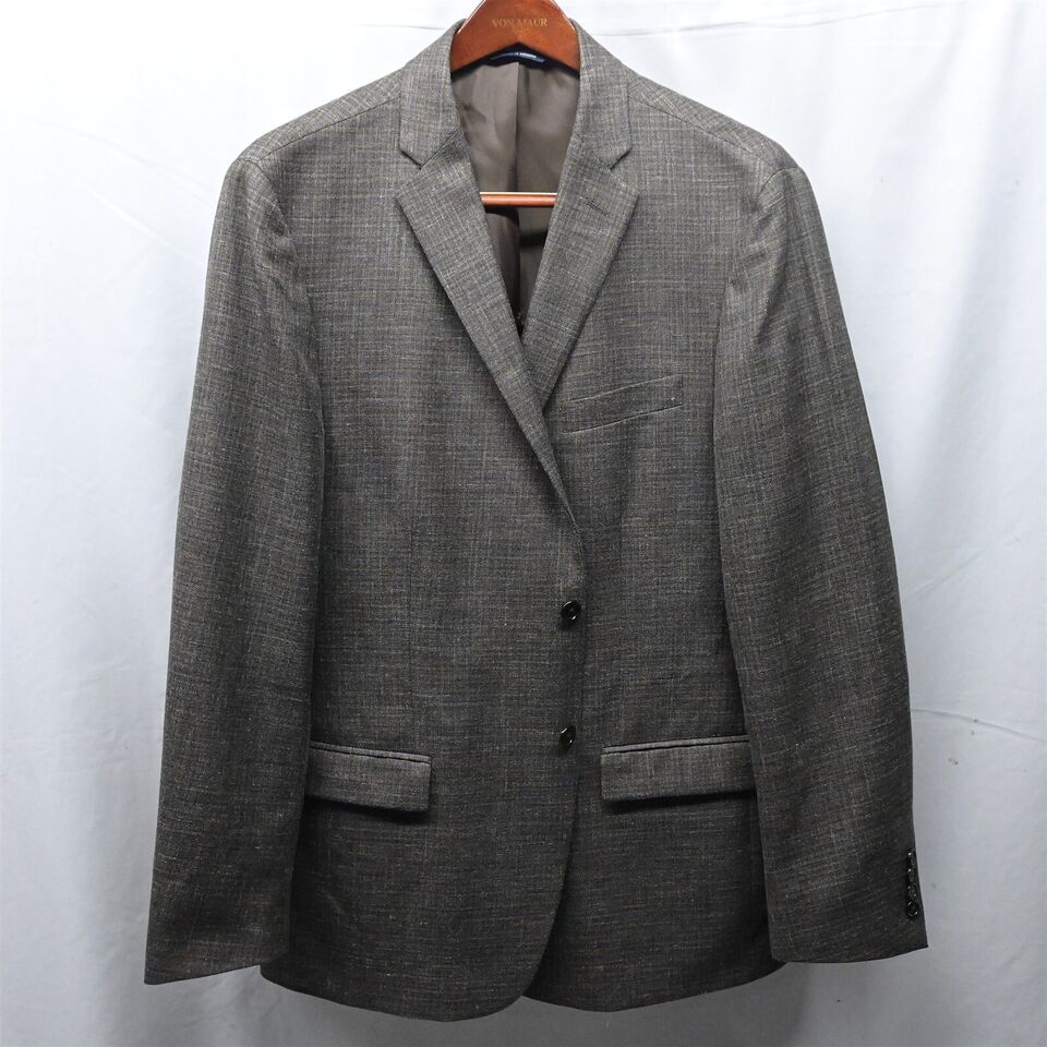 Ralph Lauren 46R Brown Plaid Wool Silk Linen 2 Btn Blazer Sport Coat Jacket - £47.44 GBP