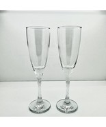 Rose Style Setter 5oz  Flute Champagne Glasses Set Of 2 Clear Glass Twis... - $12.73