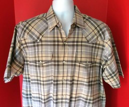 Ely Cattleman Gray Yellow Plaid Mens Western Shirt Pearl Snap Button Rodeo XL - £19.65 GBP
