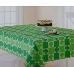 St Patricks Day Tablecloth Shamrock Green White Jacquard 60x102 Oblong N... - $35.99