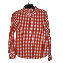 Daniel Cremieux 1/2 Button Shirt Size XS Orange White Gingham Check 100% Cotton - £15.81 GBP