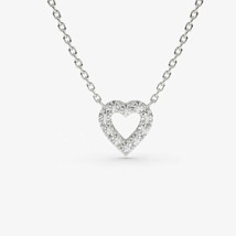 0.15CT Vero Moissanite Piccoli Pendente a Cuore Aperto Collana 14k Bianco Dorato - £147.59 GBP