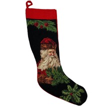 Vintage Imperial Elegance Needlepoint Wool Stocking Father Christmas Bla... - £31.61 GBP