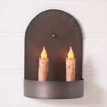 Short 2-Candle Colonial  Tin Sconce image 2