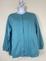 Blair Womens Plus Size 2XL Blue Knit Pocket Snap Button Sweatshirt Long Sleeve - £11.75 GBP