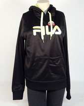 Fila Signature Black &amp; Bright Green Pullover Hoodie with Thumbholes Wome... - $69.99