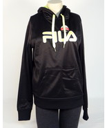 Fila Signature Black &amp; Bright Green Pullover Hoodie with Thumbholes Wome... - £55.03 GBP