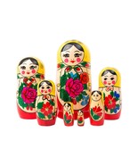Handmade Authentic Russian Semenov Doll 7pc./6" Doll  Tallest 6" 100% Wood - $89.09