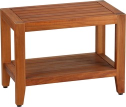 Bare Decor Serenity Spa 24&quot; Bench With Shelf In Solid Teak Wood - £170.66 GBP