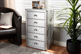Mari French Industrial Silver Metal 5-Drawer Accent Storage Cabinet - $5,261.51 MXN