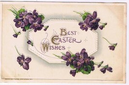 Easter Postcard Embossed Best Easter Wishes Violets Germany - £1.67 GBP