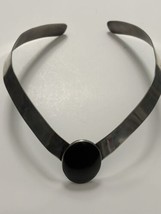 Vintage SH Sterling Black Onyx Collar Torque Necklace Modernist - $121.54