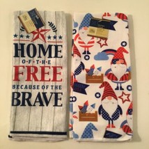 July 4th 2 pc towels patriotic Home of the free Gnome Home Collection 15... - $9.00