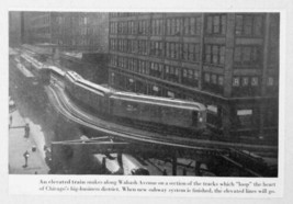 1947 Magazine Photo Chicago&#39;s Loop Elevated Train along Wabash Avenue - $10.93