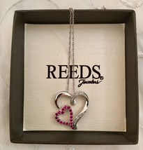 Reeds Ruby Diamond Accent Heart Pendant Necklace in Sterling Silver - £60.85 GBP