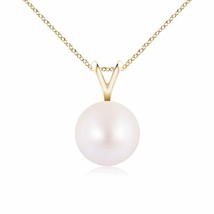 ANGARA Japanese Akoya Pearl Solitaire V-Bale Pendant in 14K Gold - £271.85 GBP