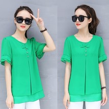 Chic Elegant Tops For Women Summer Petal Sleeve New 2022 Fashion Solid Casual Bl - £31.34 GBP
