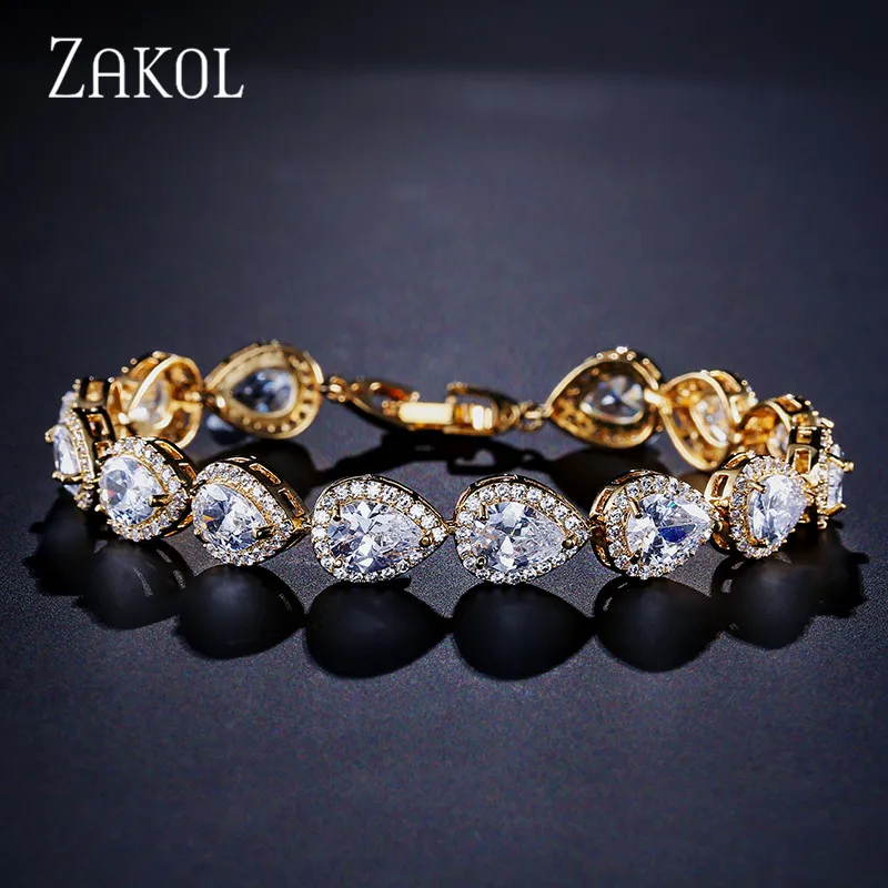 Bic zirconia bracelets bangles for elegant women teardrop charm bridal bracelet wedding thumb200