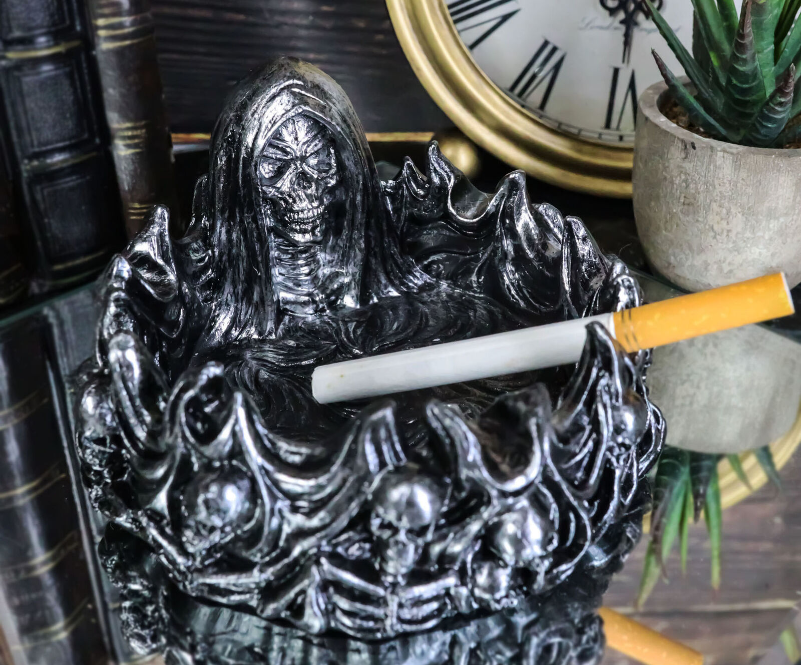 Primary image for Gothic Grim Reaper of Souls Skulls And Skeletons In Fire Of Hell Ashtray Decor