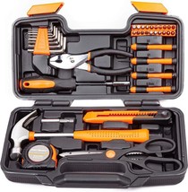 Professional 39 Piece Premium Tool Set Hand Kit with Portable Toolbox - Orange - £24.35 GBP