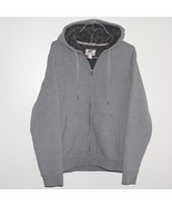LANDS&#39; END SERIOUS SWEATS MEN&#39;S Sz L FULL ZIP FLEECE LINED GRAY HOODIE ~ VG - $368.78 MXN