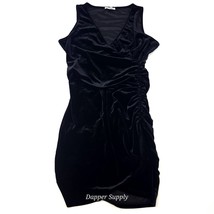 Guberry Black Faux Wrap Bodycon Ruched Velvet Dress XL Sleeveless  - $27.71