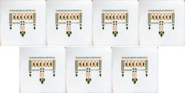 White Transfer Belgian tiles 7 Art Nouveau Ethnic inspired original antique - £57.99 GBP