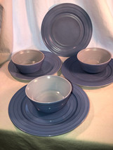 Blue Platonite Moderntone 4 Plates And  3 Bowls Mint Depression Glass - £28.10 GBP