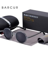 BARCUR Polarized Round Sunglasses Luxury Brand Men Glasses Retro Vintage... - $42.45 CAD