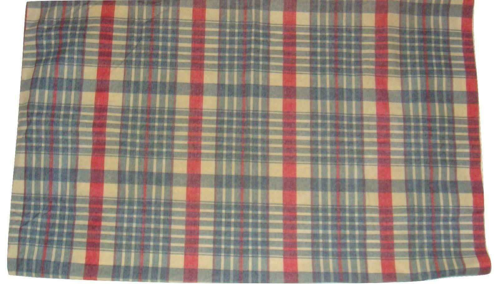 Primary image for Ralph Lauren Boathouse Plaid 1 Standard Pillowcases Blue Red White Cotton EUC