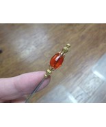 U-65) little red glass beaded gold tone hatpin Pin hat SOCIETY pins JEWELRY - £8.17 GBP