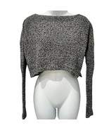 Express Gray White Black Knit Cropped Long Sleeve Lightweight Sweater Si... - $18.23