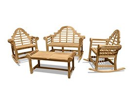 Windsor&#39;s Grade A Teak Lutyens 4pc Set-Rocking Bench /2 Rocking Chairs and Table - £3,016.03 GBP