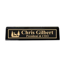 Desk Wedge Name Plate - PERSONALIZED - Deer Scene - 11 Inches (Rosewood ... - $43.11