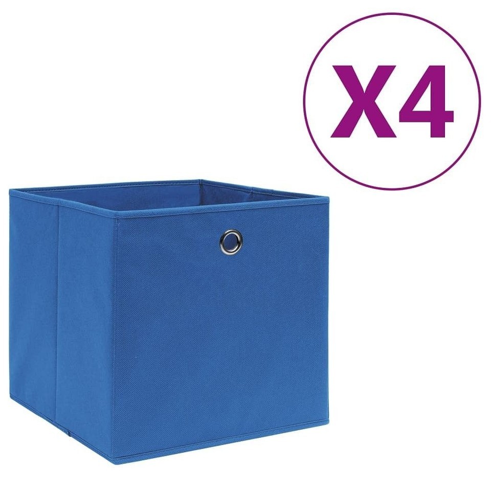 vidaXL Storage Box Set of 4 Blue Non-woven fabric Small Foldable - $59.86