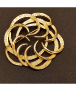 Sarah Coventry Smooth /Textured Swirled  Pin Gold Tone Large 2 Inch  Bro... - $18.69