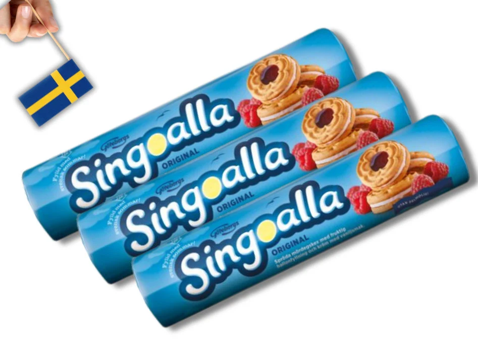 3 Göteborgskex Singoalla Original Raspberry Cookies 190g (6.70 Oz) Singo... - $22.50