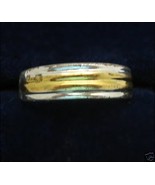 RING Vintage Two Toned SILVERTONE GOLDTONE LINED Vtg Sectioned BAND Size... - £9.47 GBP