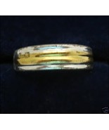 RING Vintage Two Toned SILVERTONE GOLDTONE LINED Vtg Sectioned BAND Size... - $16.45 CAD